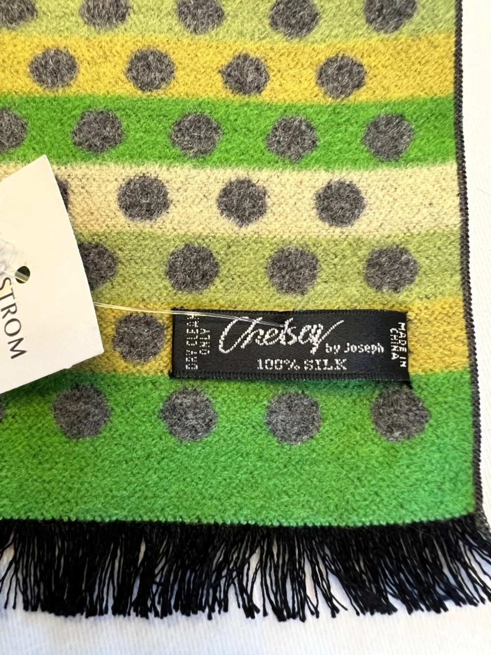 *FIRM PRICE* NWT - Chelsey by Joseph Reversible Silk Stripes and Polka Dot Scarf